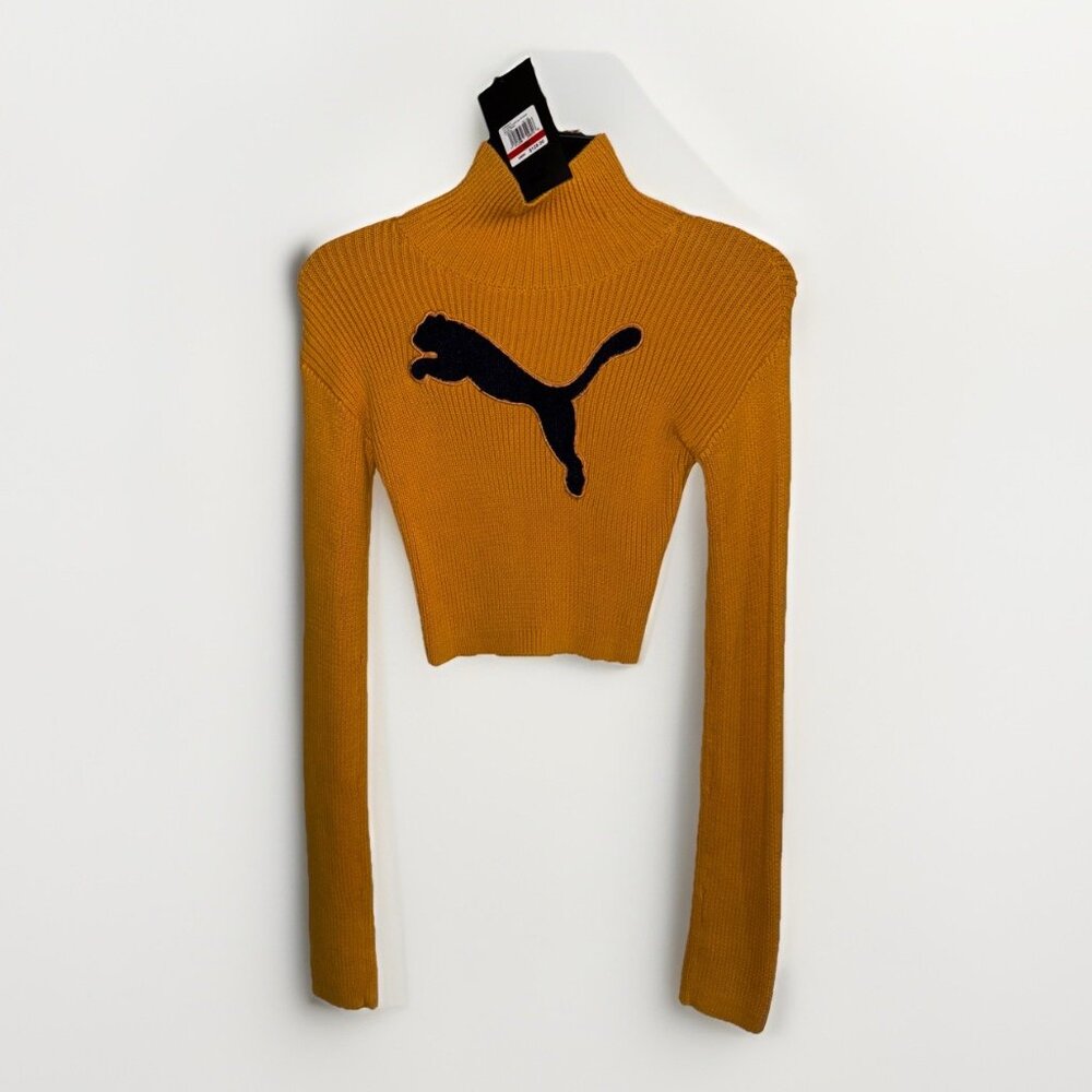 Fenty Rihanna X Puma cropped turtleneck sweater Autumn Blaze Long Sleeve Size XS